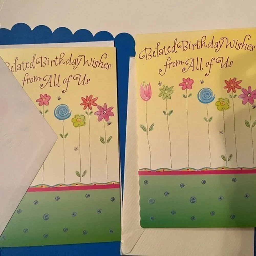 Birthday Cards -Lot of 2 – Belated Birthday from All of Us (bday)‎